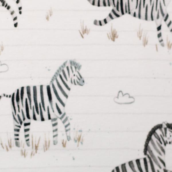 Baumwolljersey Druck Zebra auf Altweiß by Christiane Zielinski